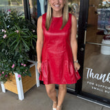 Red Vegan Leather Dress