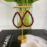 Garnet and Black Bead Earring