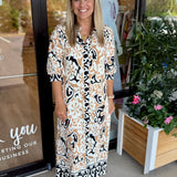 Mocha Floral Shirt Dress