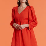Eva Linen Dress | Orange Linen
