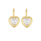 Bezel Heart Drop Earrings