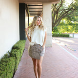 Denim Leopard Wrap Skort