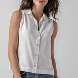 Sleeveless Button Down | White