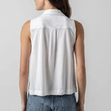 Sleeveless Button Down | White
