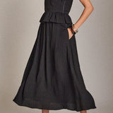 Black Pleated Midi