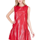 Red Vegan Leather Dress