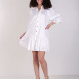 Sadie Dress | White Cotton Poplin