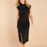 Autumn Scuba Crepe Dress | Black