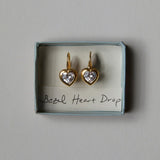 Bezel Heart Drop Earrings