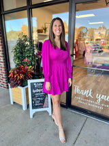 Magenta Smocked Waist Dress