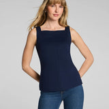 Ponte Square Neck Tank | Navy