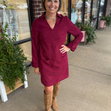 Wine Corduroy Dress