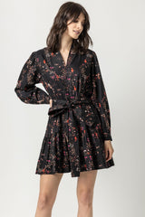 Black Floral Peplum Dress
