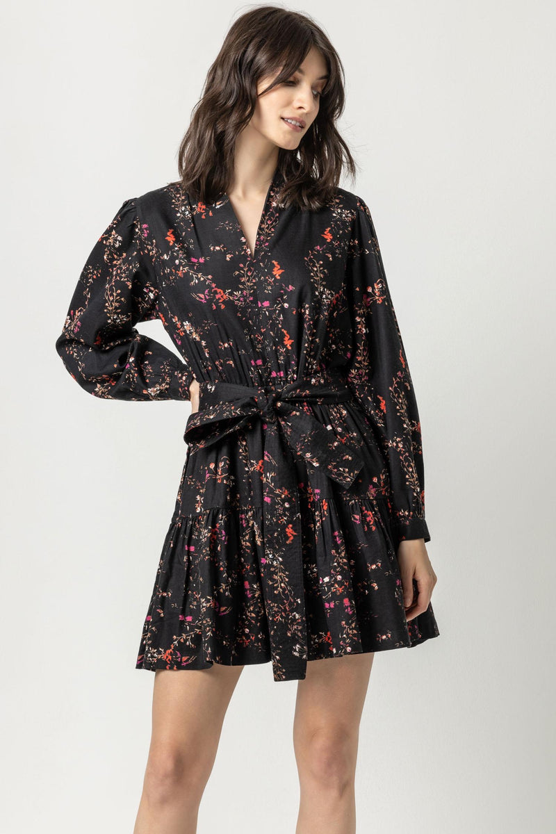 Black Floral Peplum Dress