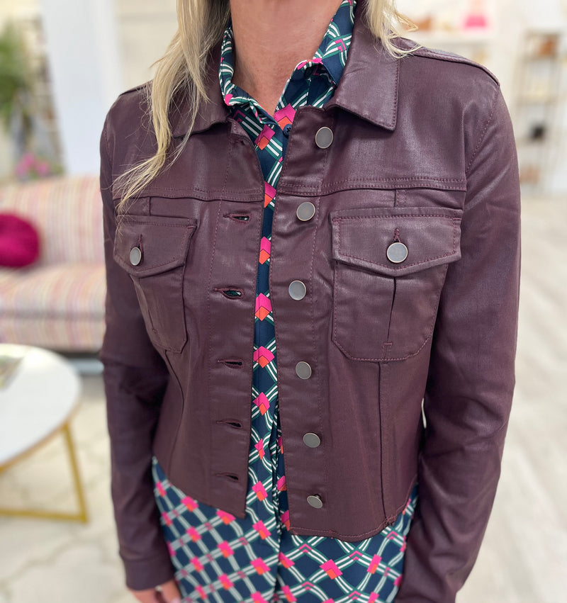 Burgundy Coated Kara Jacket