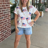White Scattered American Flag Tee