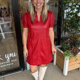 Vegan Leather Dress | Red