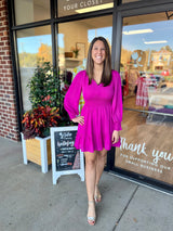 Magenta Smocked Waist Dress