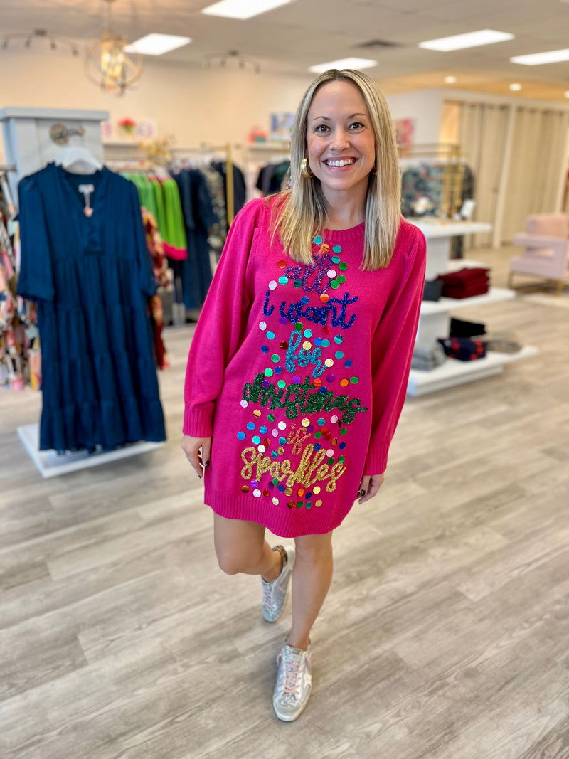 All I Want for Christmas Sweater Dress
