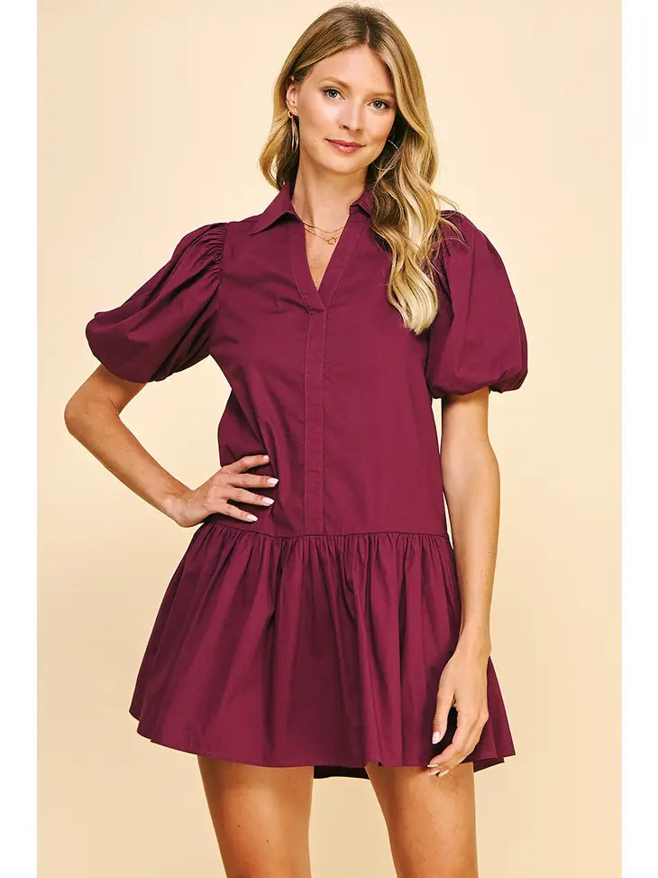 Wine Tiered Dress