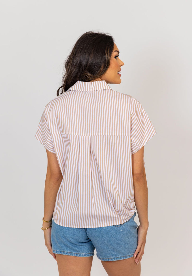 Striped Collar Poplin Top