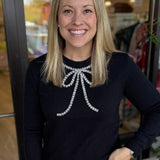 Rhinestone Bow Sweater | Black