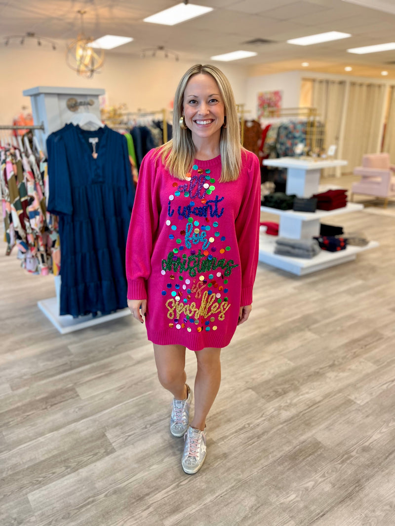 All I Want for Christmas Sweater Dress