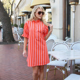 Coral Pleat Dress