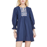 Navy Floral Trim Dress