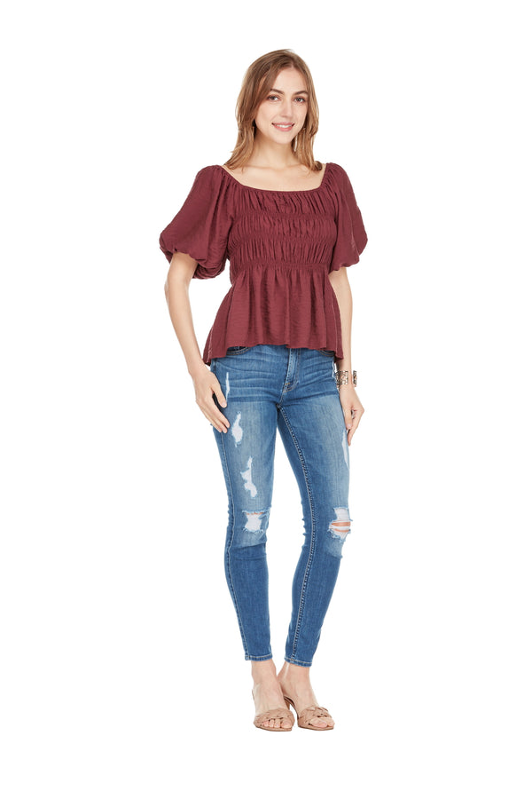 Maroon Cinched Top