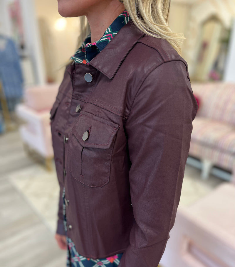 Burgundy Coated Kara Jacket