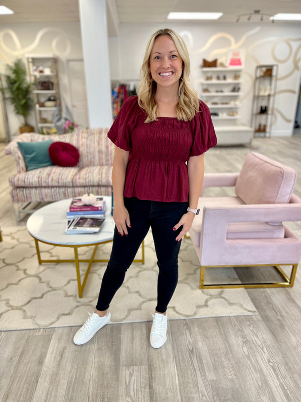 Maroon Cinched Top