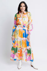 Spring Tropics Satin Maxi Dress