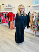 Black Pleated Maxi Skirt