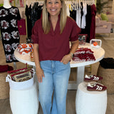Garnet Puff Sleeve Top