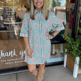 Stripe Floral Shirt Dress