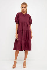 Plum Puff Sleeve Midi