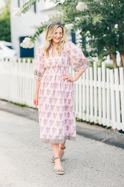 Evangeline Dress | Silver Pink