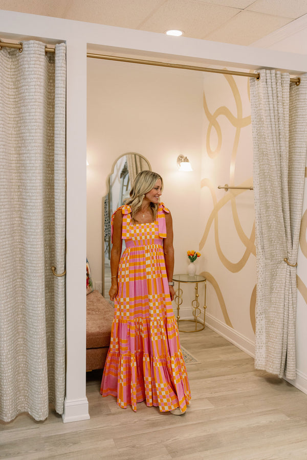 Kelly Dress | Pink & Orange Gingham