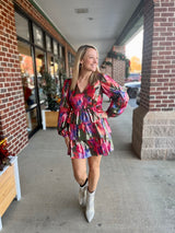 Lauren Dress | Blurred Floral Bright