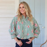 Stripe Floral Bubble Top