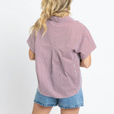 Classic Collar Top | Garnet & White