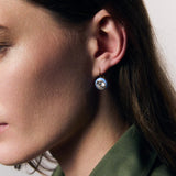 Blue Enamel Bezel Earrings