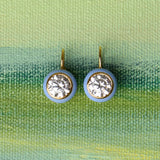 Blue Enamel Bezel Earrings