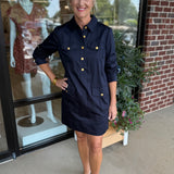 Rory Cotton Shirtdress | Navy