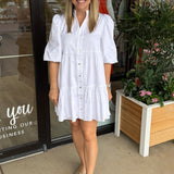 Sadie Dress | White Cotton Poplin