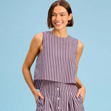 Crop Top | Lilac Pinstripe