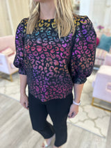 Bella Top | Gold Cheetah Jacquard