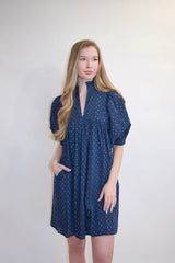 Navy Swiss Dot Dress
