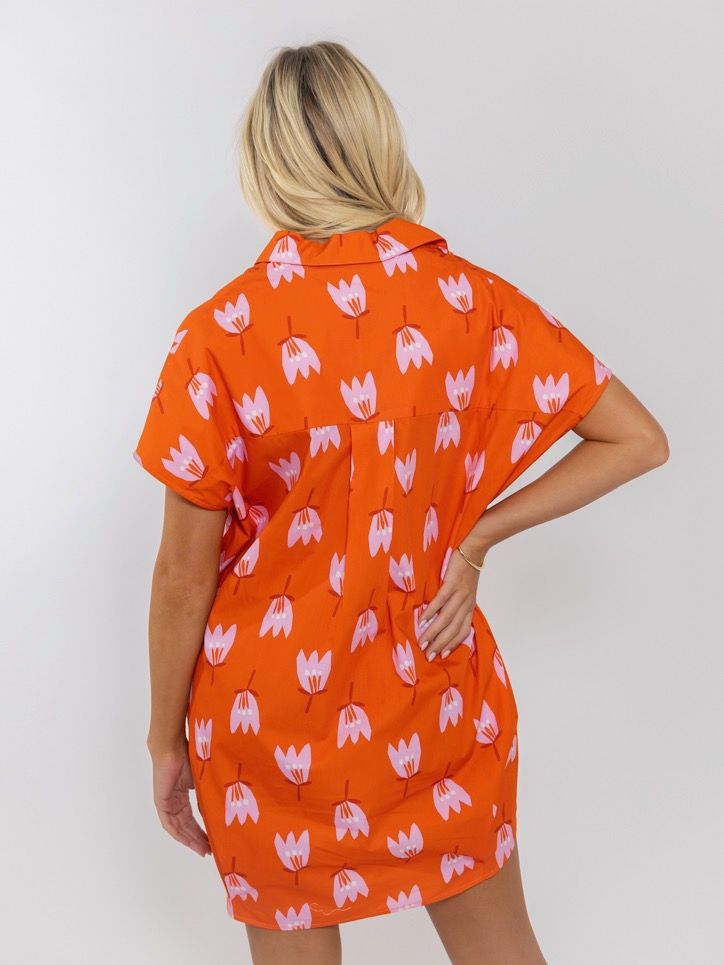 Orange Tulip Shirt Dress